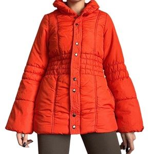 Puffer jacket orange y2k vintage 2000s gorpcore coat